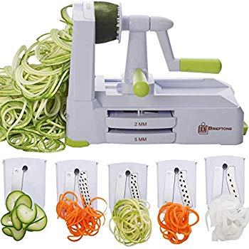 Paderno World Cuisine 3-Blade Vegetable Slicer / Spiralizer, Counter-Mounted and includes 3 Stainless Steel Blades