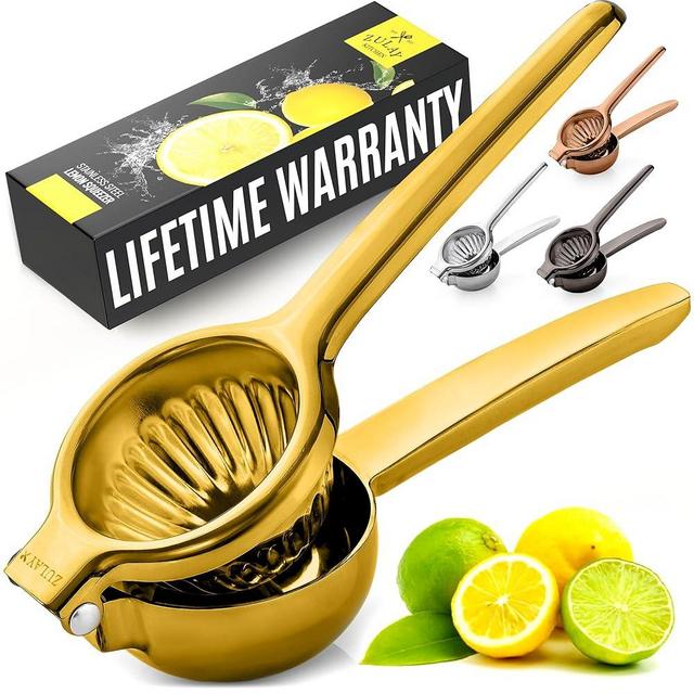 Zulay Kitchen Lemon Squeezer Stainless Steel - Premium Quality, Heavy Duty Solid Metal Squeezer Bowl - Large Manual Citrus Press Juicer and Lime Squeezer Stainless Steel - Gold