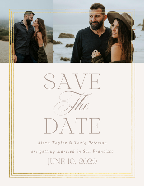 Teagan Multiphoto Foil | Light Oatmeal | Zola Save The Dates