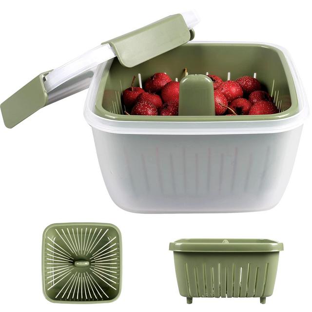 Shopwithgreen Berry Keeper Box Containers, Berry Boxes Keep Fresh Produce Saver Food Storage Containers with Leak-Proof Lids 50 oz (Olive Green)…