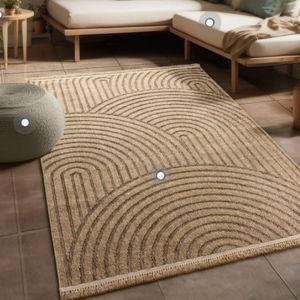 Modern In- & Outdoor Rug Boho Design with Minimalistic Arc Pattern