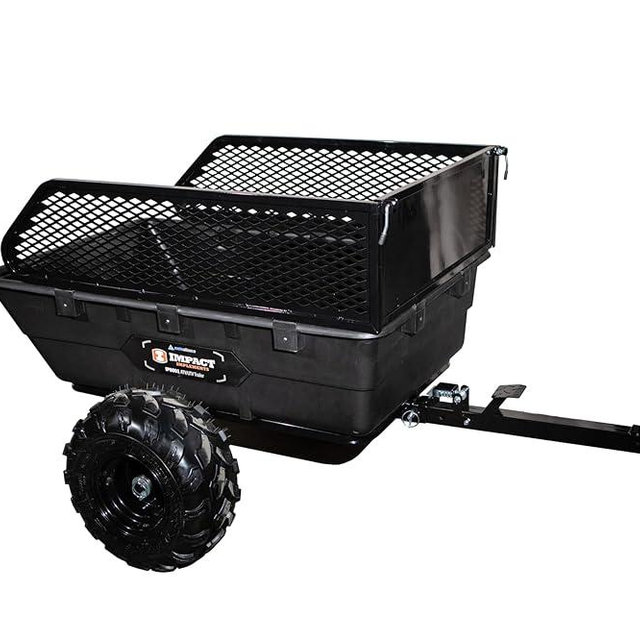 Impact IMPLEMENTS® 1500lb Poly Tub Utility Cargo Trailer for ATV's, UTV's, & Garden Tractors from a USA Offroad Company. Includes Optional 2" Coupler, 18" x 8" Tires, and Pivoting Feature.