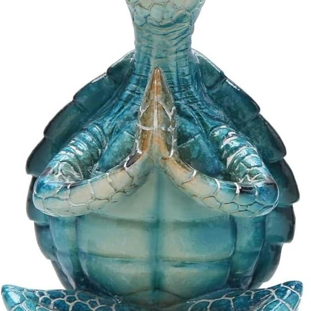 VVGIFTS Sea Turtle Meditation Yoga Decor, Garden Figurine Sea Turtle Meditating Coastal Beach Decorations, Zen Yoga Resin Statue for Home Office Decorations (Put The Palm Together)