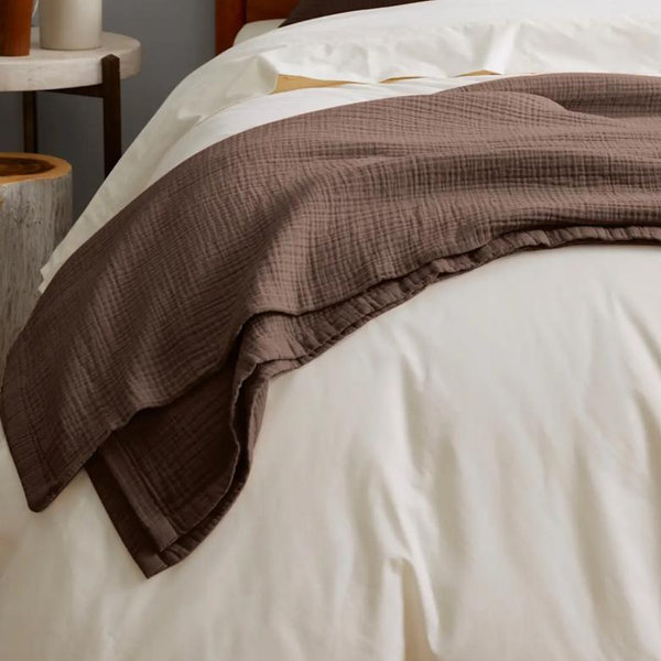 Organic Airy Gauze Blanket - Chocolate