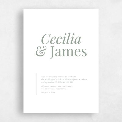 Sage, Green Wedding Invitation - Brunswick Portrait