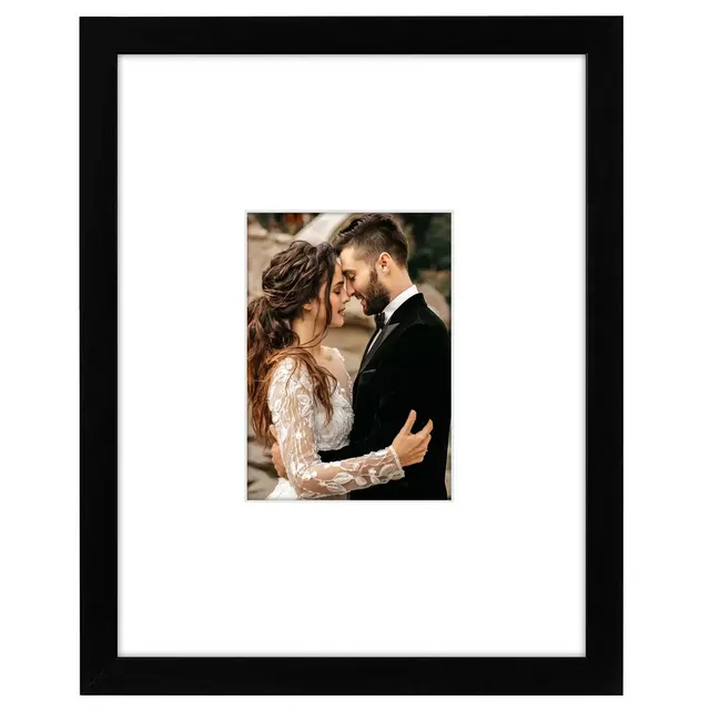 Americanflat 11x14 Picture Frame with 5x7 Mat Opening for Weddings Baby Showers and More - Black