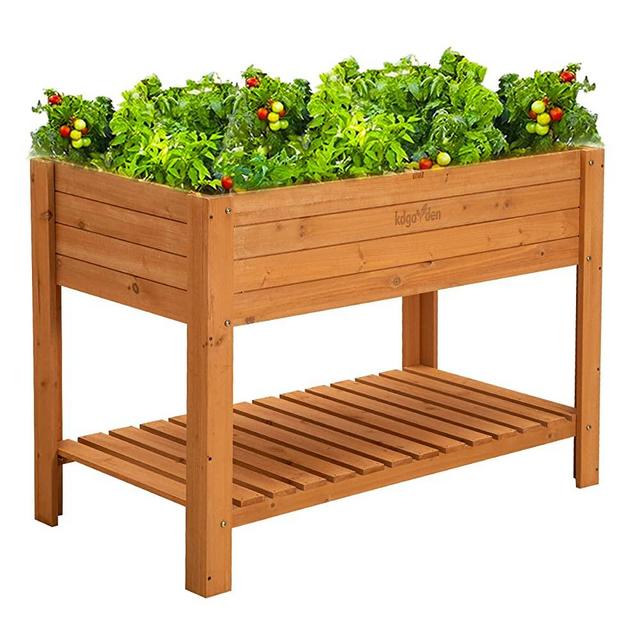 Raised Garden Bed 48"x24"x33" Large Wood Planter Box with Legs Outdoor Wooden Elevated Planters Raised Beds for Vegetable Flower Herb, Standing Gardening Box with Liner for Backyard, Patio, Deck