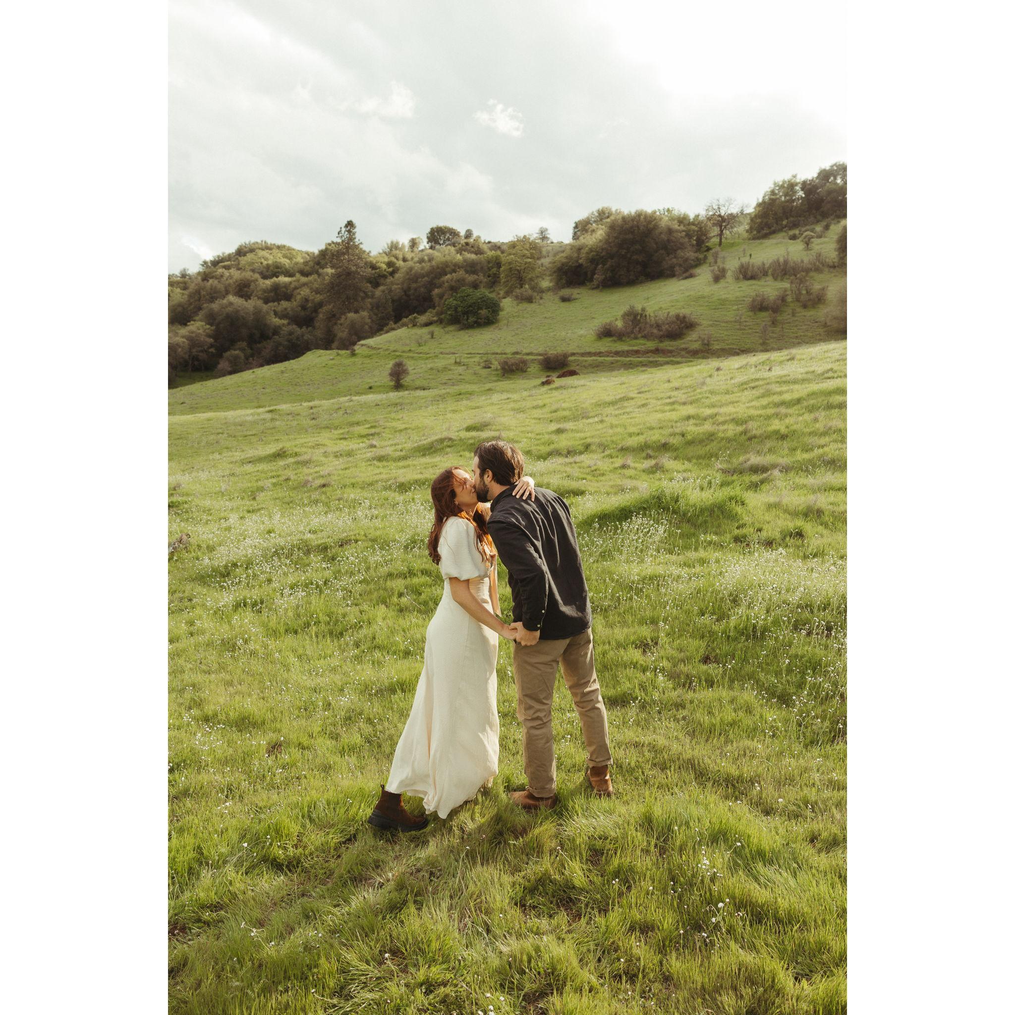 Engagement photos close to home in the Spring. It rained all day, but the sun ended up peeking out just for us!