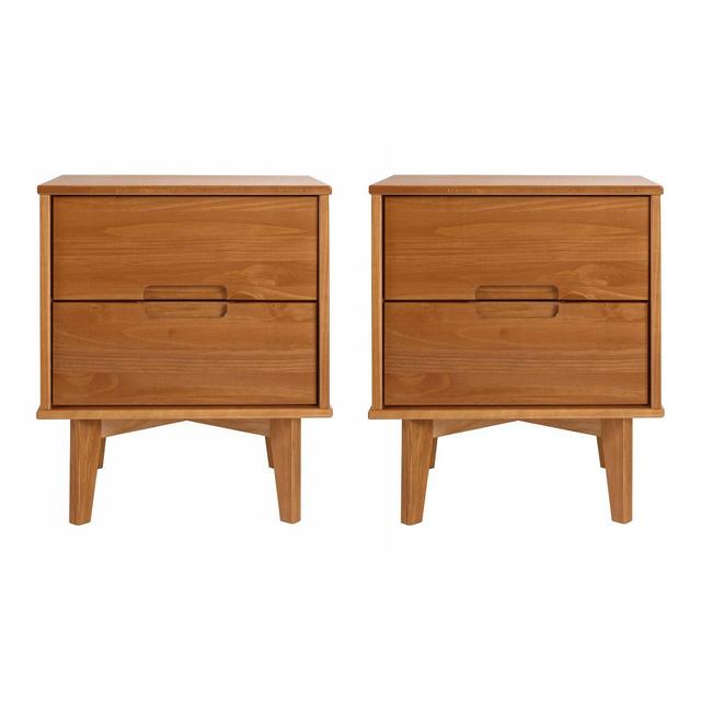 Set of 2 Mid-Century Modern Wood Nightstands Caramel - Saracina Home
