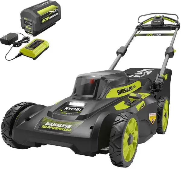 40V Brushless 20 in. Cordless Walk Behind Self-Propelled Lawn Mower with 6.0 Ah Battery & Charger