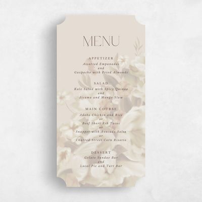 Beige Ticket Wedding Menu - Canopy
