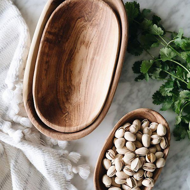 Connected Goods Wild Olive Wood Oval Serving Bowl Set