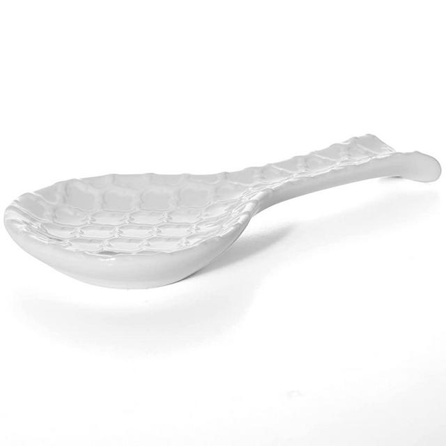 Home Acre Designs Spoon Rest For Kitchen Counter & Stove Top - White Ceramic Spoon Holder for Cooking & Counter Protection - Essential Kitchen Gadgets