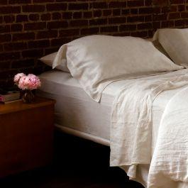 Ivory Linen Fitted Sheet (California King)