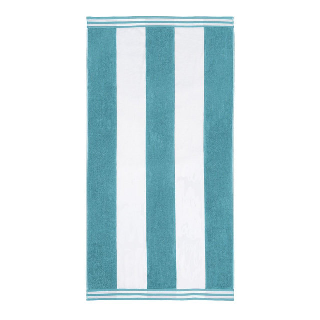 Cabana Striped Ultra-Absorbent Oversized Beach Towel, 34" x 64", Turquoise - Blue Nile Mills