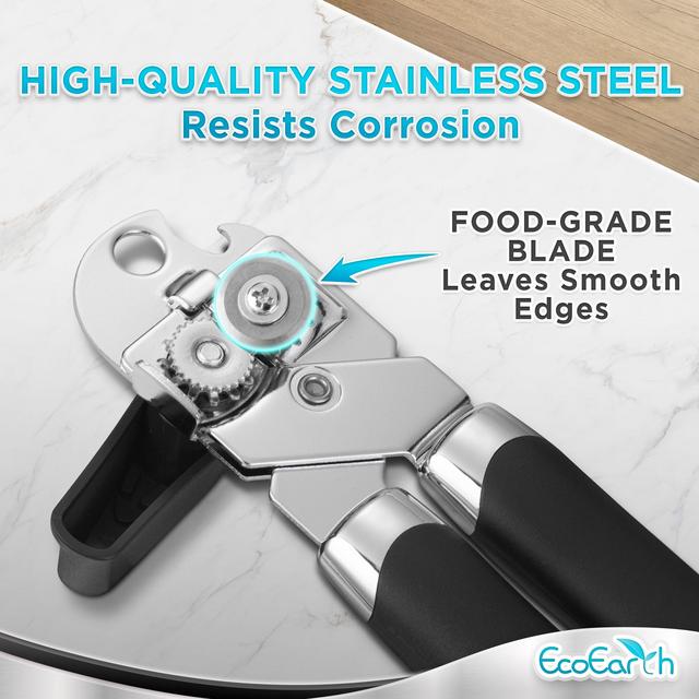 EcoEarth All-in-One Multi-Function Can Opener with Bottle Opener & Lid Lifter, Black