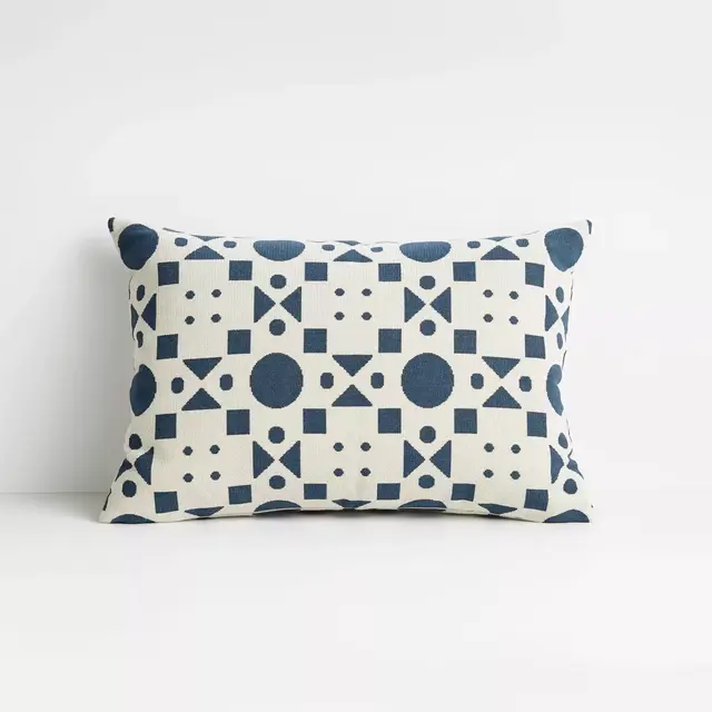 Araati 22"x15" Blue Floral Pillow with Down-Alternative Insert