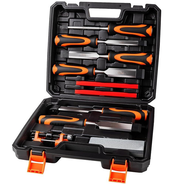 Yunziling 10Pcs Wood Chisel Sets, 6Pcs Premium Wood Chisels with Honing Guide, Sharpening Stone & Carpenter Pencils, Wood Carving Tools Kit for DIY & Professional Use (6-38mm)