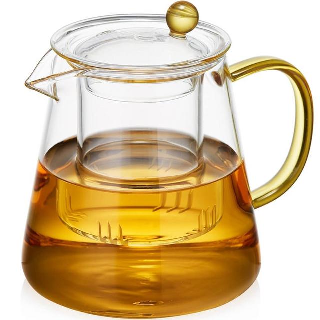 Unbreakable Glass Teapot,750ml/25oz Glass Teapot with Removable Infuser and Lid,Stovetop Safe Tea Kettle,Blooming and Loose Leaf Tea Maker