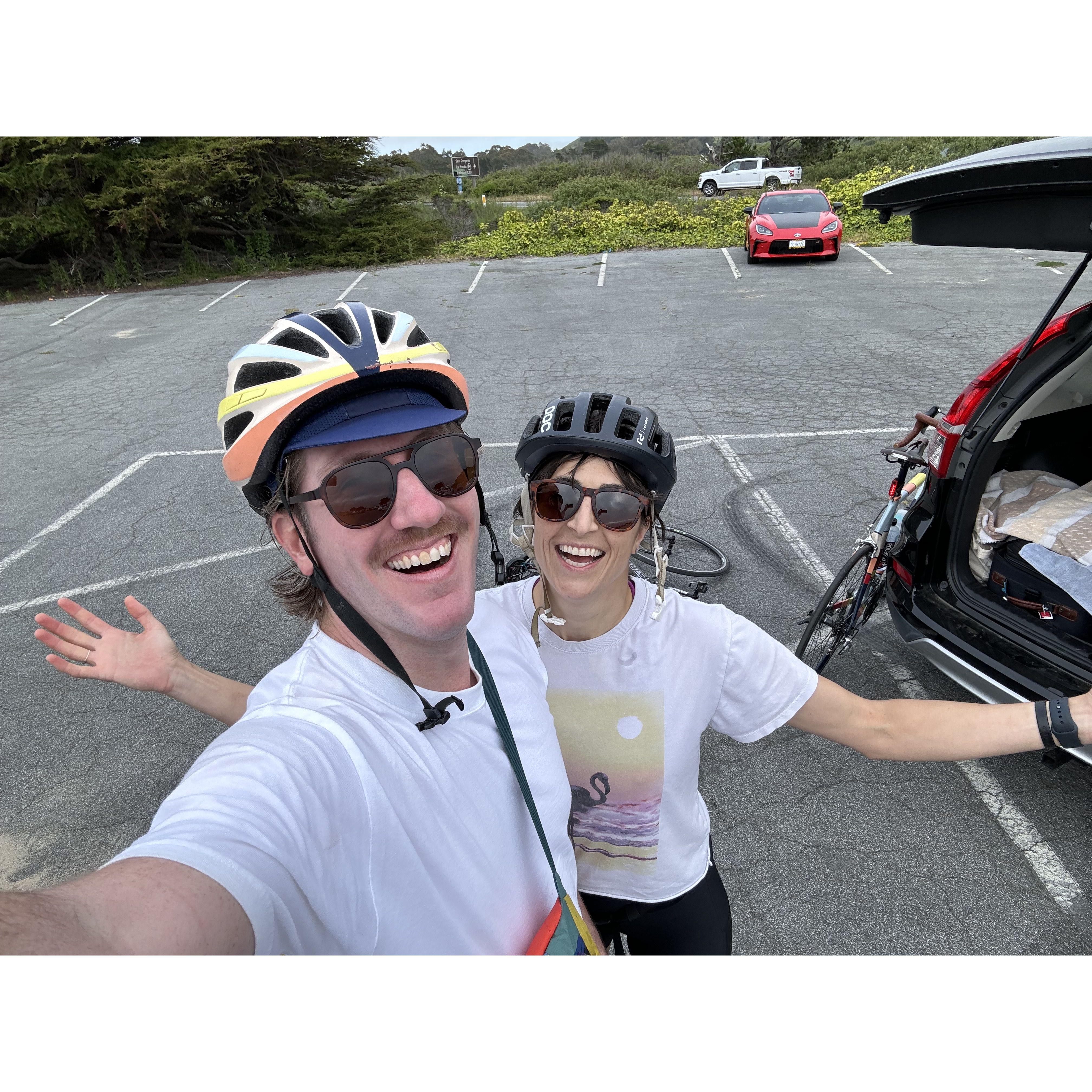 We did it! Finishing up a long bike ride in Northern CA.