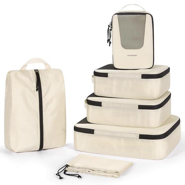 BAGSMART Packing Cubes for Travel, 6 Set Suitcase Organizer Bags Set & Packing Cubes for Travel, Lightweight Packing Organizers with Shoe Bag & Luandry Bag