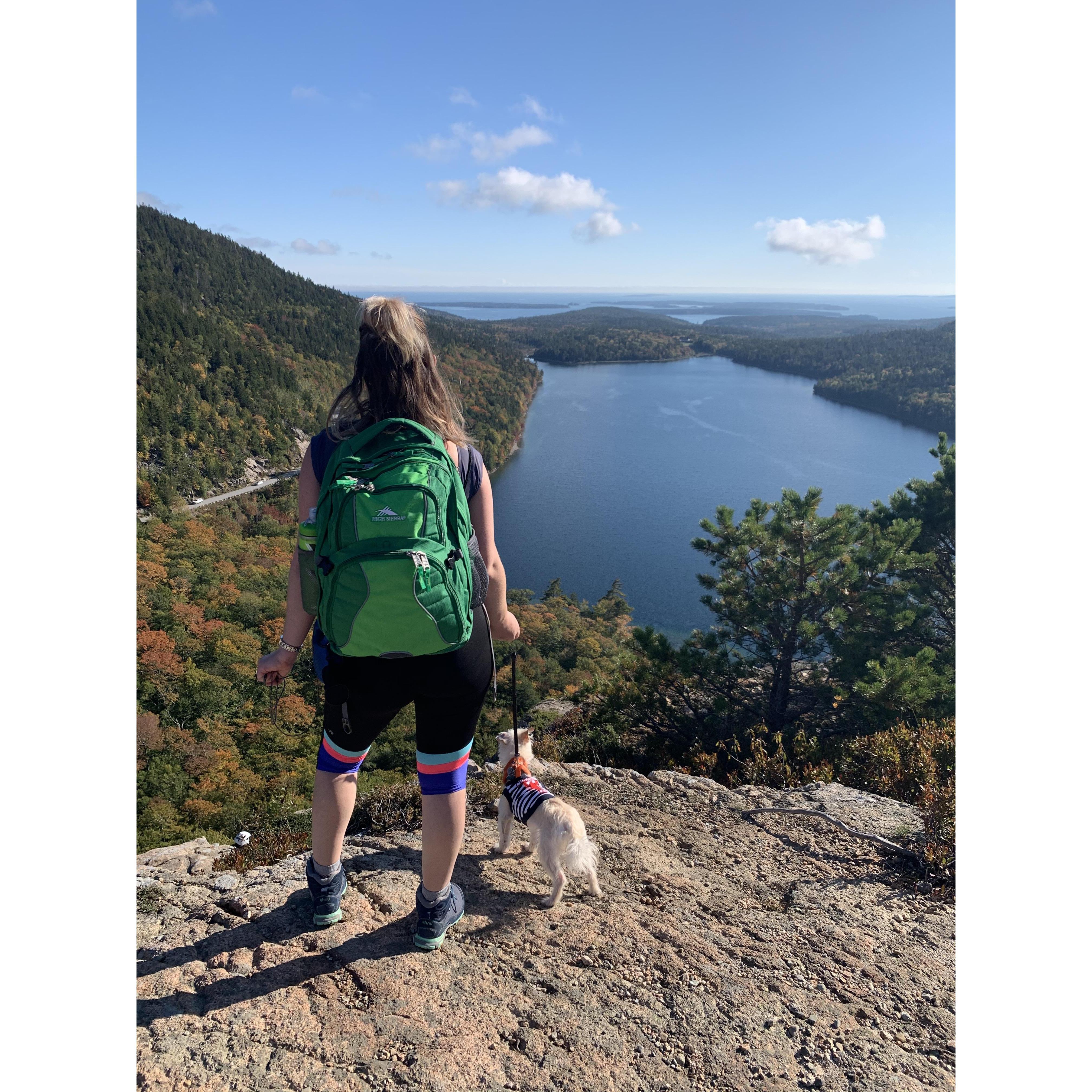 Acadia 2020. Making the best of a pandemic getaway with their little pupper, Char.