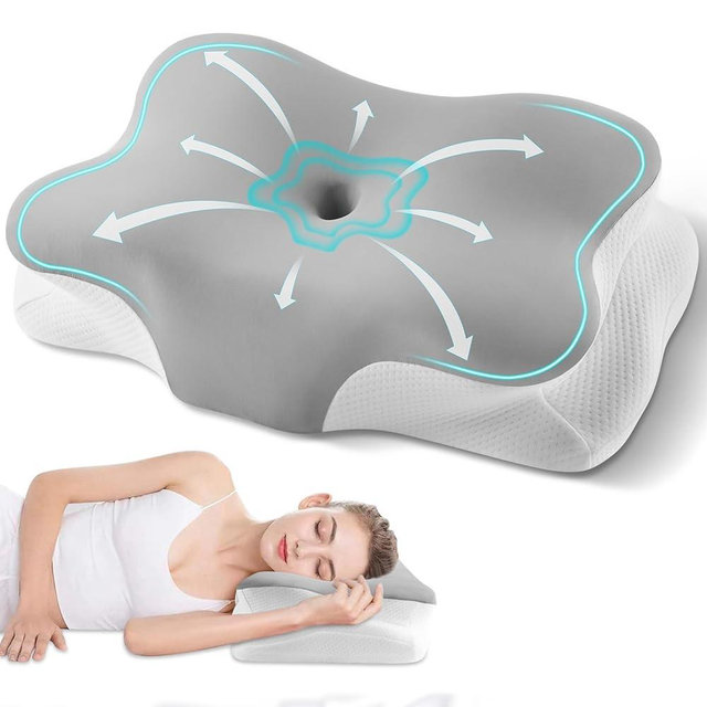 Cervical Neck Pillow, Ergonomic Side Sleeper Pillow for Neck Support, Cooling Memory Foam Pillows for Sleeping, Contour Orthopedic Bed Pillows for Side Back Stomach Sleepers with Removable Pillowcase