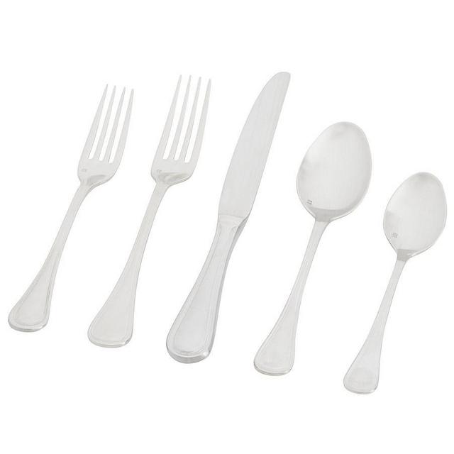 Fortessa Katherine Stainless Steel Flatware, 42-Piece, Mirror Finish