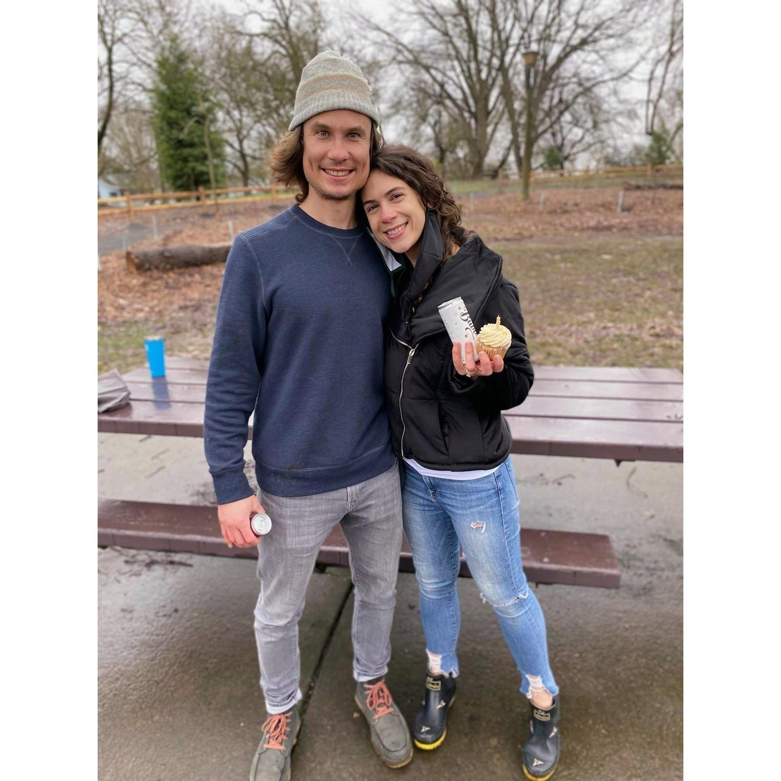 Jenny's 39th birthday, at the surprise party in the park that Scott totally pulled off! (2021)