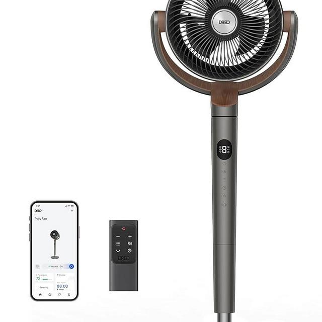 Dreo Smart Fan for Bedroom, Standing Pedestal WiFi Fan, 120°+120° Oscillating Fan with DC Motor, Quiet, 8 Speeds, 3 modes, 23dB, 40'', Adjustable Height, Works with Voice/Alexa