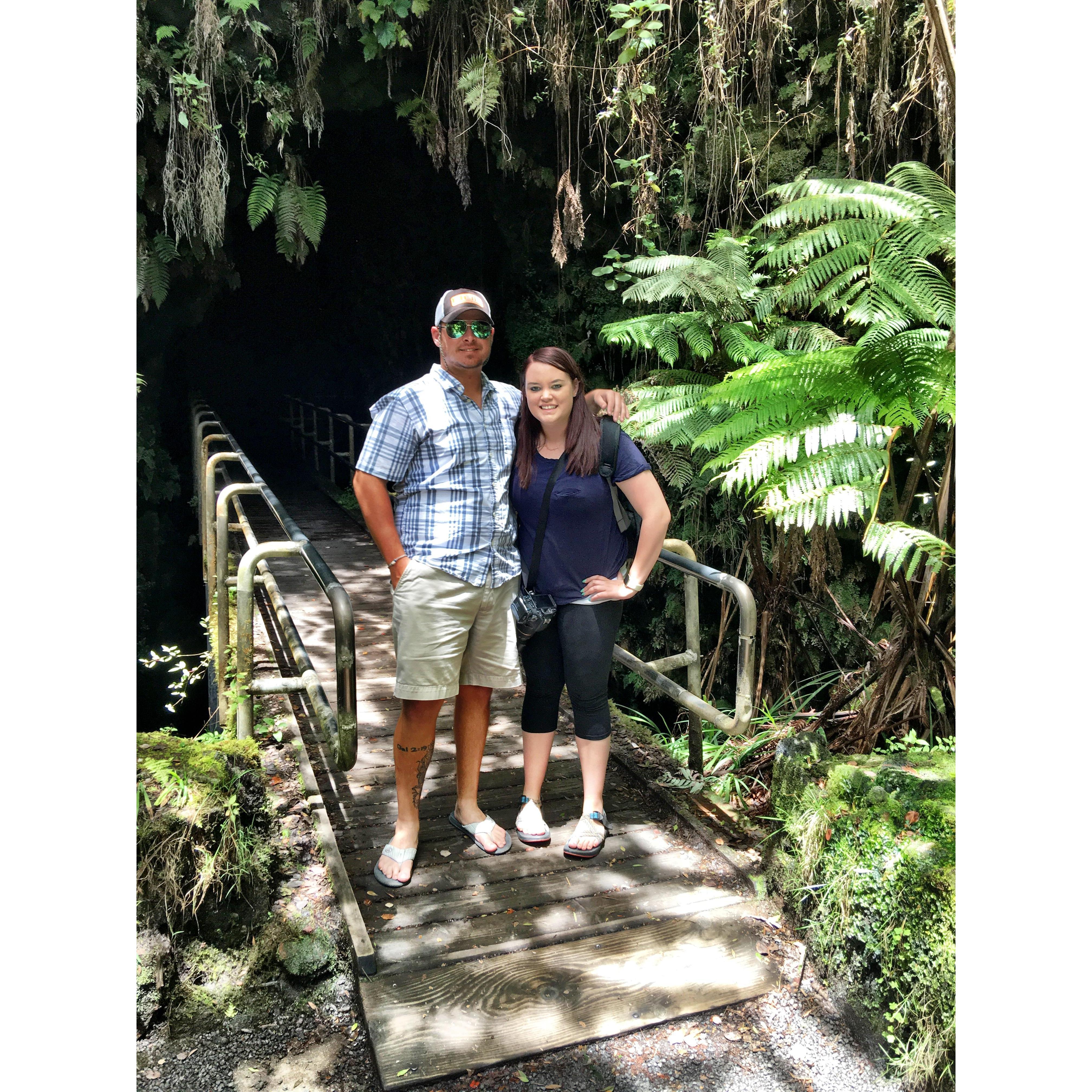 Chad and sister/bridesmaid Emily at the Thurston Lava Tube at Volcano National Park