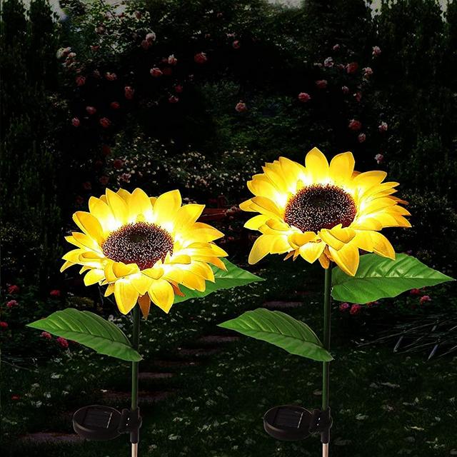 VStoy Sunflower Solar Lights Outdoor Garden for Decorations,LED Waterproof Landscape Lights for Courtyard/Lawn/Path/Terrace/Front Yard/Backyard/Porch/Sidewalk（2 Pack）