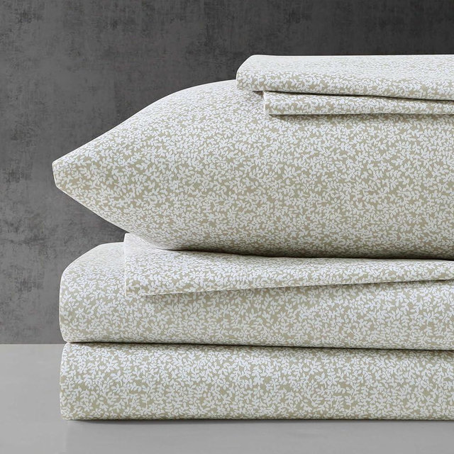 Kenneth Cole - King Sheet Set, Super Soft Wrinkle-Resistant Bedding with Bonus Pillowcases, Floral Home Decor, Oeko-Tex Certified (Chill Flowers Beige, King)