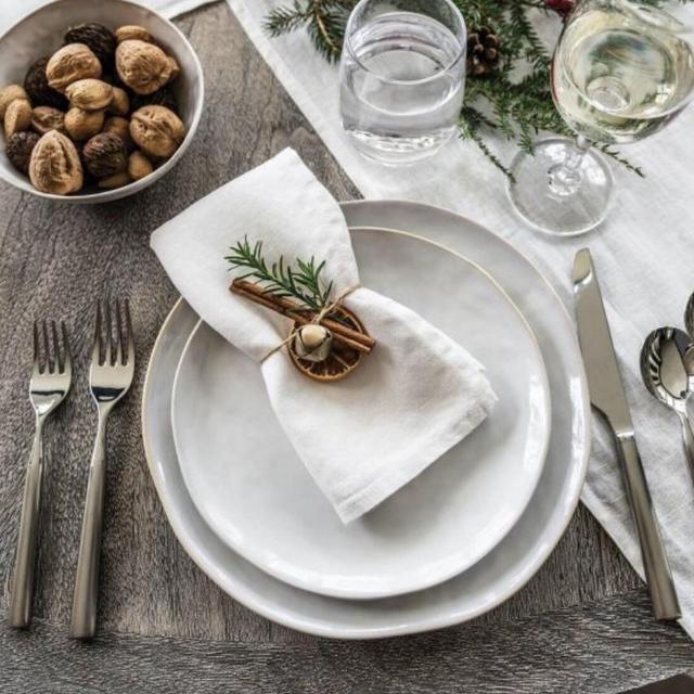 6 Simon Pearce Burlington Dinner Plates — Cloud