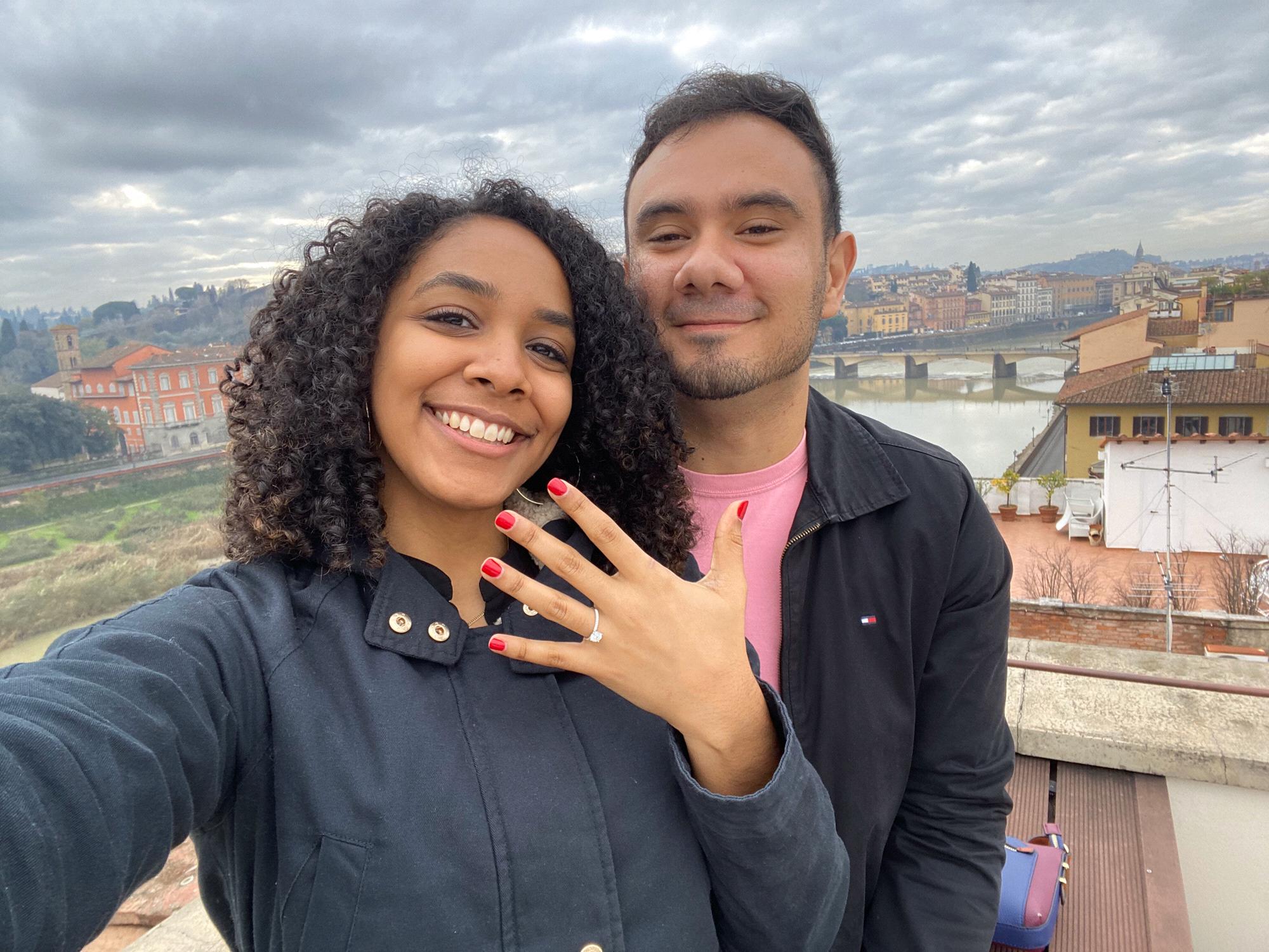 Carlos proposed on a rooftop in Florence, Italy. It was the most perfect and amazing day.