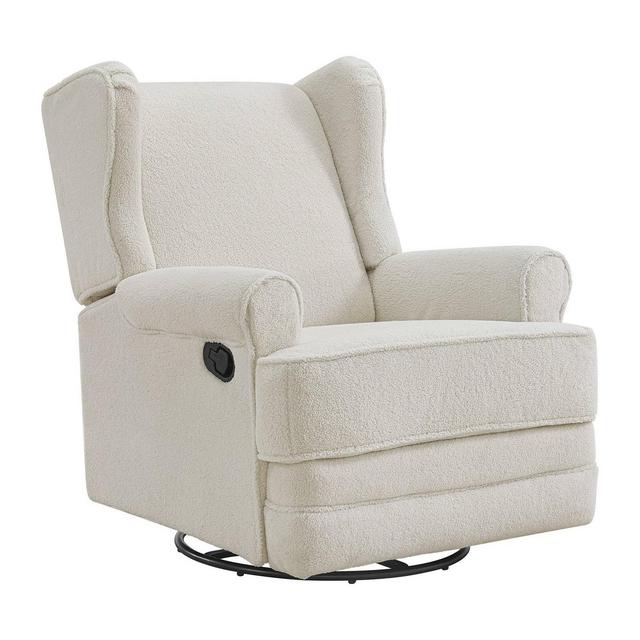 Oxford Baby Teegan Nursery Swivel Glider Recliner Chair - Boucle White