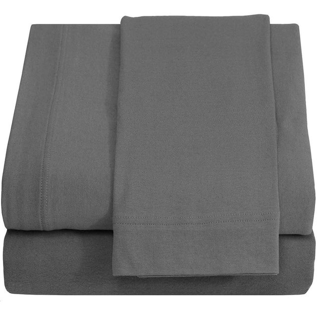 Knit Jersey 100% Cotton 3 PC Twin XL Sheet Set Soft and Comfy - Twin Extra Long, 15" Deep Pocket, 39" x 80" Great for Dorm Room, Hospital and Split King Dual Adjustable Beds - Grey Twin XL