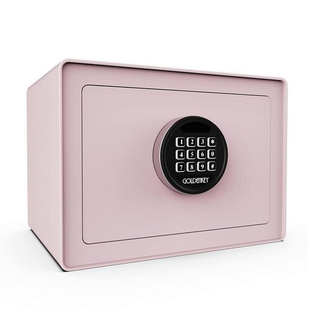 GOLDENKEY Digital Security Safe and Lock Box,Small Safe box for Money, Keypad Lock,Perfect for Home Office Hotel Business Jewelry Gun Use Storage,0.5 Cubic Feet,Pink