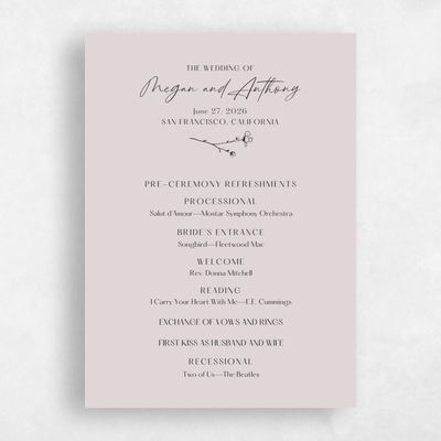 Lavender Mist, Purple Wedding Program - Rolland