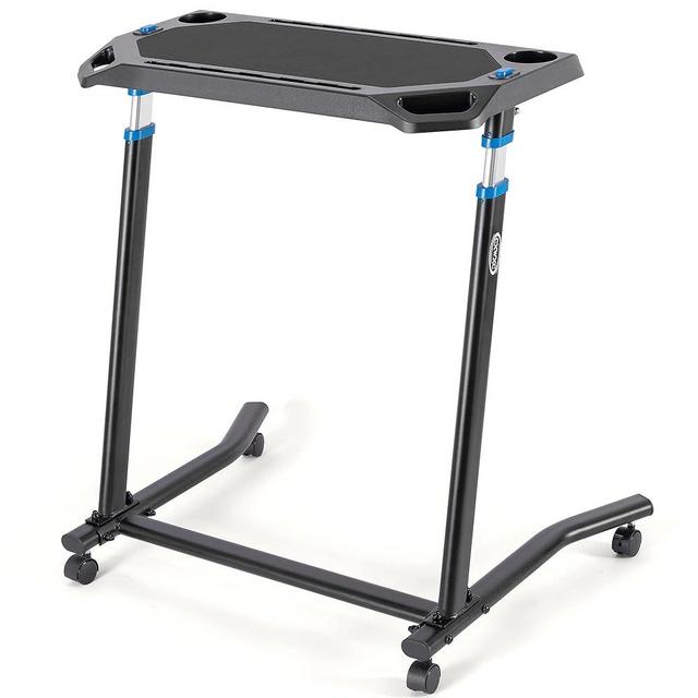 CXWXC Indoor Cycling Desk - Adjustable Height Computer Stand Non-Slip Surface - Portable Bike Trainer Fitness Desk with Lockable Wheels