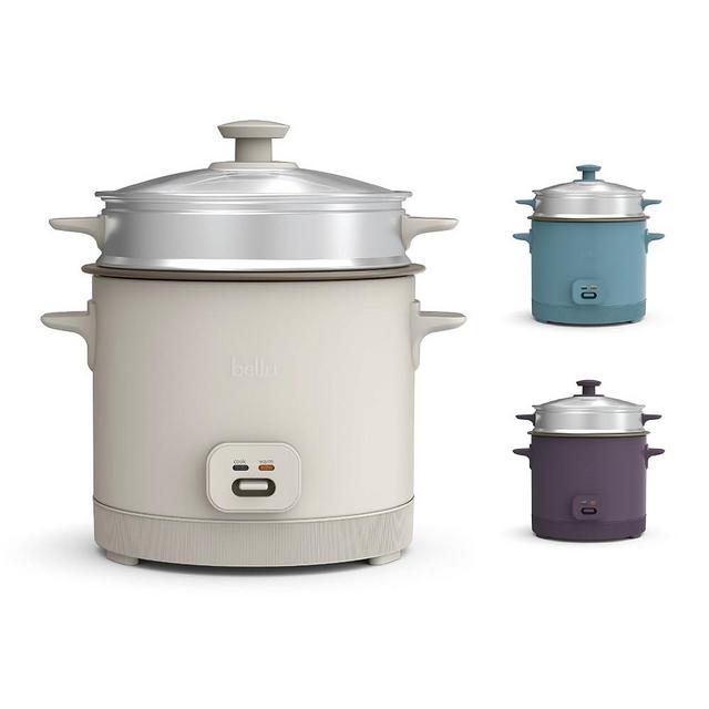 bella 16 Cup Rice Cooker with Steamer, Dishwasher Safe Steaming Basket, Rice Paddle and Measuring Cup, Removable Nonstick Cooking Bowl, Automatic Keep Warm Function​, 400 Watt, Oatmilk