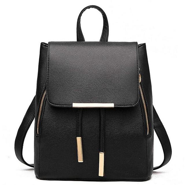 B&E LIFE Fashion Shoulder Bag Rucksack PU Leather Women Girls Ladies Backpack Travel bag (Black)