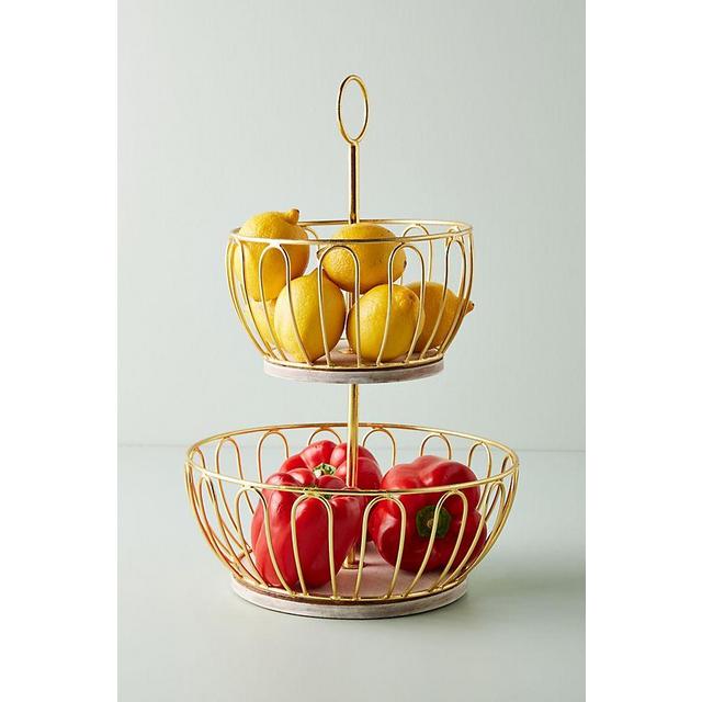 Gold Wire Two-Tier Fruit Basket
