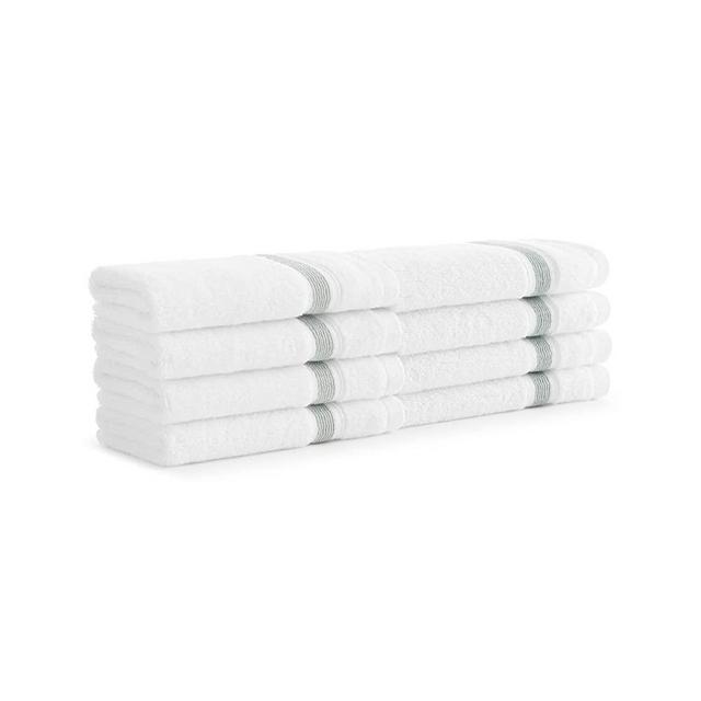Aston & Arden Aegean Striped Turkish Washcloths - (Set of 8) Soft & Absorbent Eco-Friendly Recycled Cotton Blend, 600 GSM, Decorative Towel for Bathroom, Home, Hotel, and Salon, Frosted Green