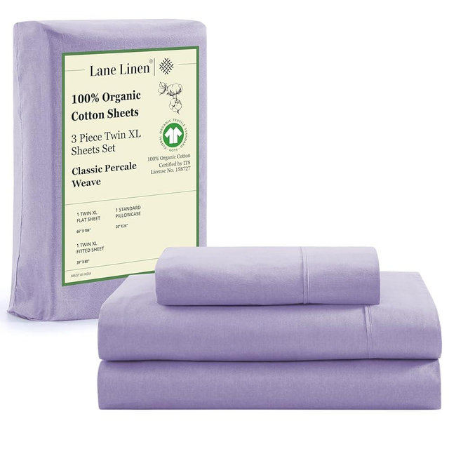 LANE LINEN 100% Organic Cotton Sustainably Produced Extra Large Twin Sheets for Hospital Bed, Fully Elasticized Reinforsed Seams, Machine Washable Deep Pocket Twin XL Bedding- Orchid Petal