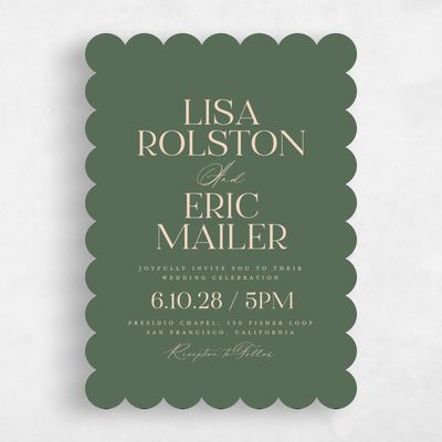 Green Scalloped Wedding Invitation - Menton Classic