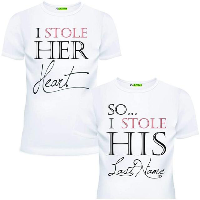 picontshirt Matching Couple Shirts just Married Couples for Husband and Wife Gift Wedding, Anniversary, Newlywed