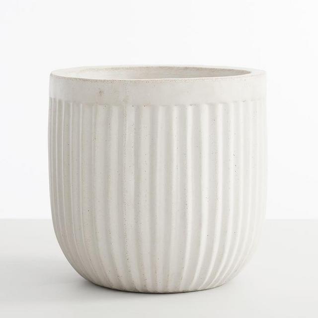 Concrete Fluted Large Cachepot Chalk