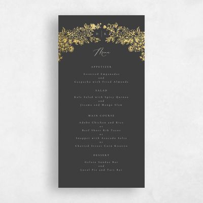 Grey Monogram Wedding Menu - Sawyer Foil