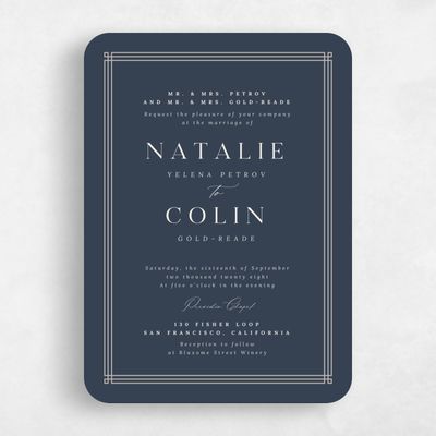 Blue Rounded Wedding Invitation - Sarnai Portrait